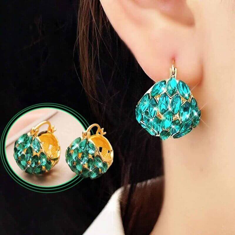 Aretes Cesta de Cristales Verdes