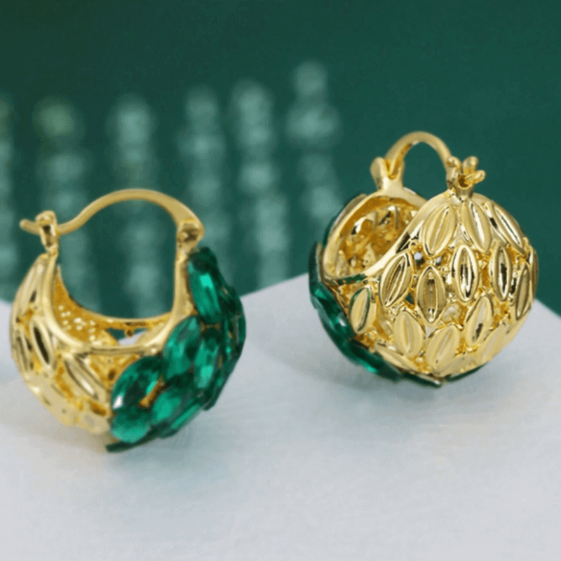 Aretes Cesta de Cristales Verdes