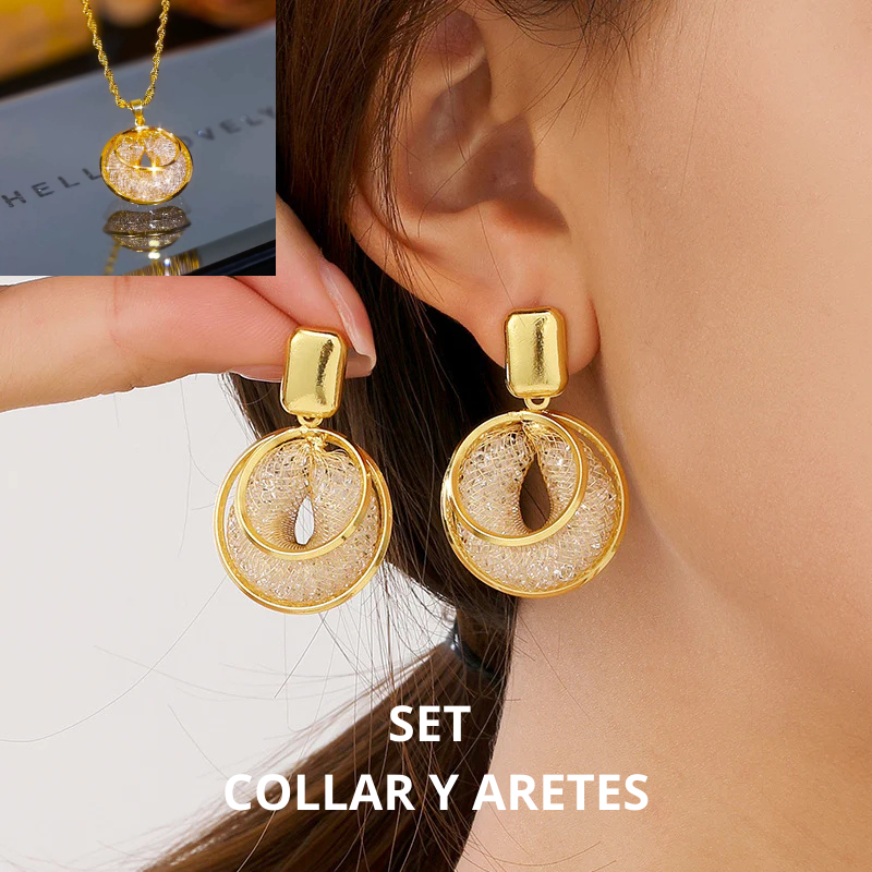 SET NEST GOLDEN(collar y aretes)
