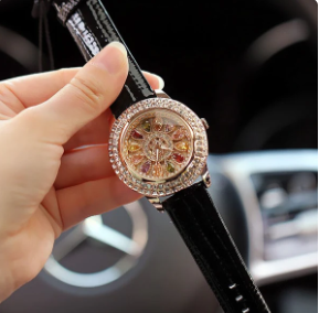 JOYERÍA EXCLUSIVA! RELOJ DE CRISTAL GIRATORIO ITALIANO