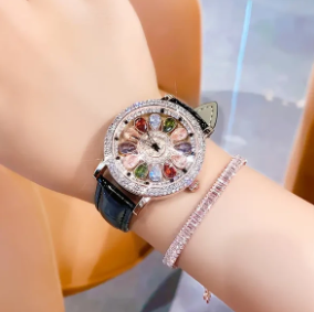 JOYERÍA EXCLUSIVA! RELOJ DE CRISTAL GIRATORIO ITALIANO