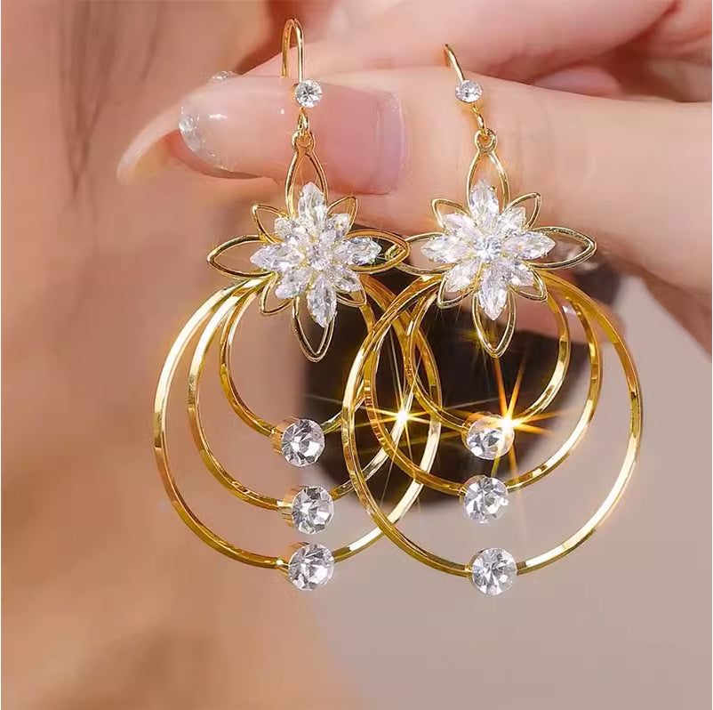 ARETES DE ARO DE CRISTAL DE ESTILO ITALIANO🪟