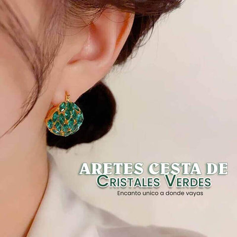 Aretes Cesta de Cristales Verdes