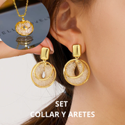 SET NEST GOLDEN(collar y aretes)