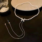 Collar Largo de Mariposa con Borlas y Perlas 🦋