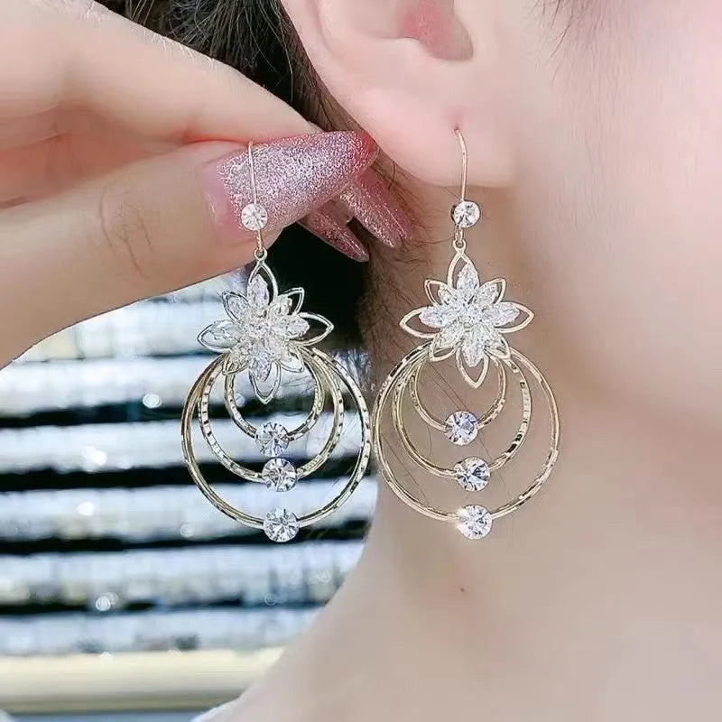 ARETES DE ARO DE CRISTAL DE ESTILO ITALIANO🪟