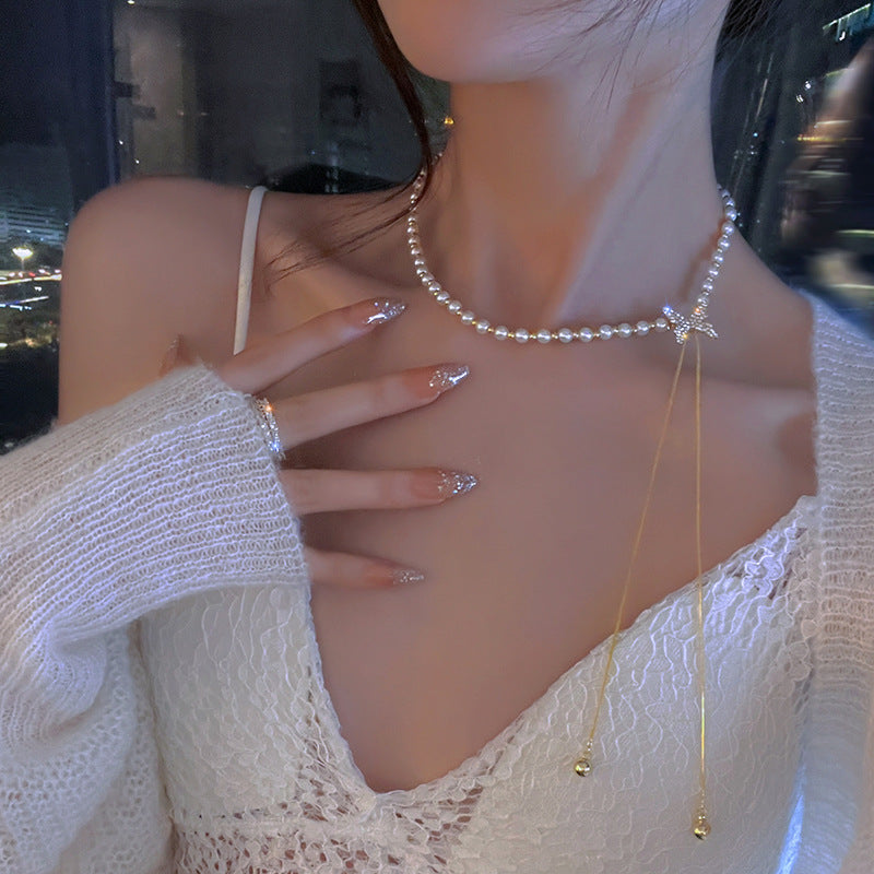 Collar Largo de Mariposa con Borlas y Perlas 🦋