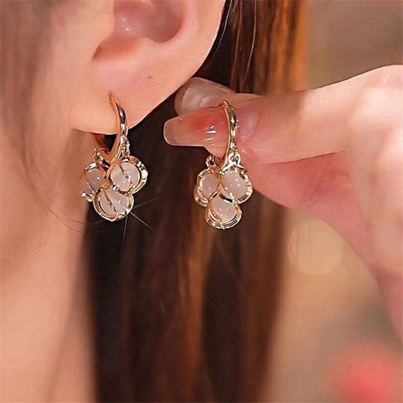 Aretes de Aro con Cristal y Flor de Orquídea